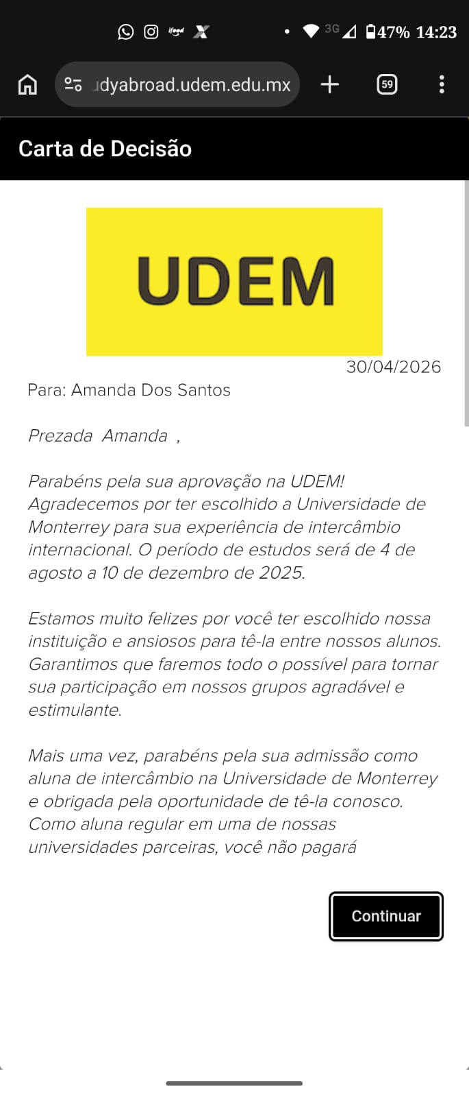 Carta de aprovação